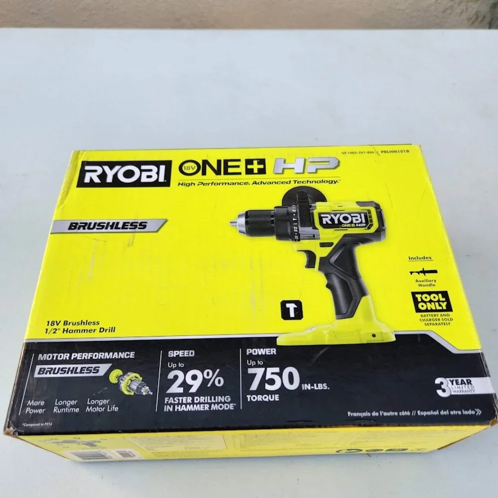 New RYOBI ONE+ HP 18V Brushless Cordless 1/2 in. Hammer Drill Power Tool Only Br